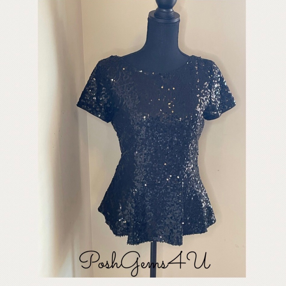 PRELOVED ✨ Black Sequins Peplum Top